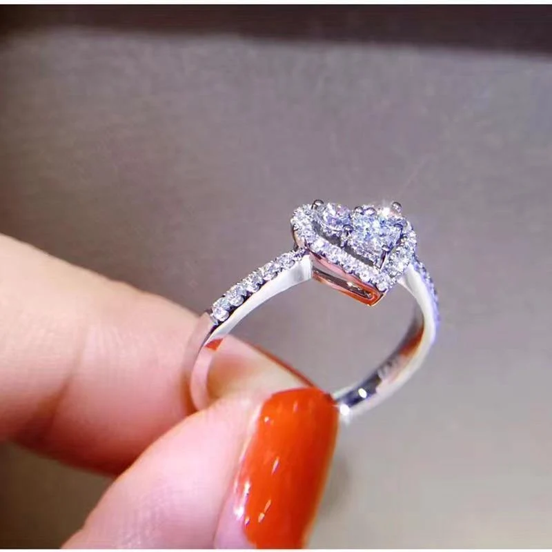 925 Sterling Silber Ring simuliert Diamant Herz Ringe Hochzeit Marke Schmuck für Frauen Größe 4,5,6,7,8,9,10