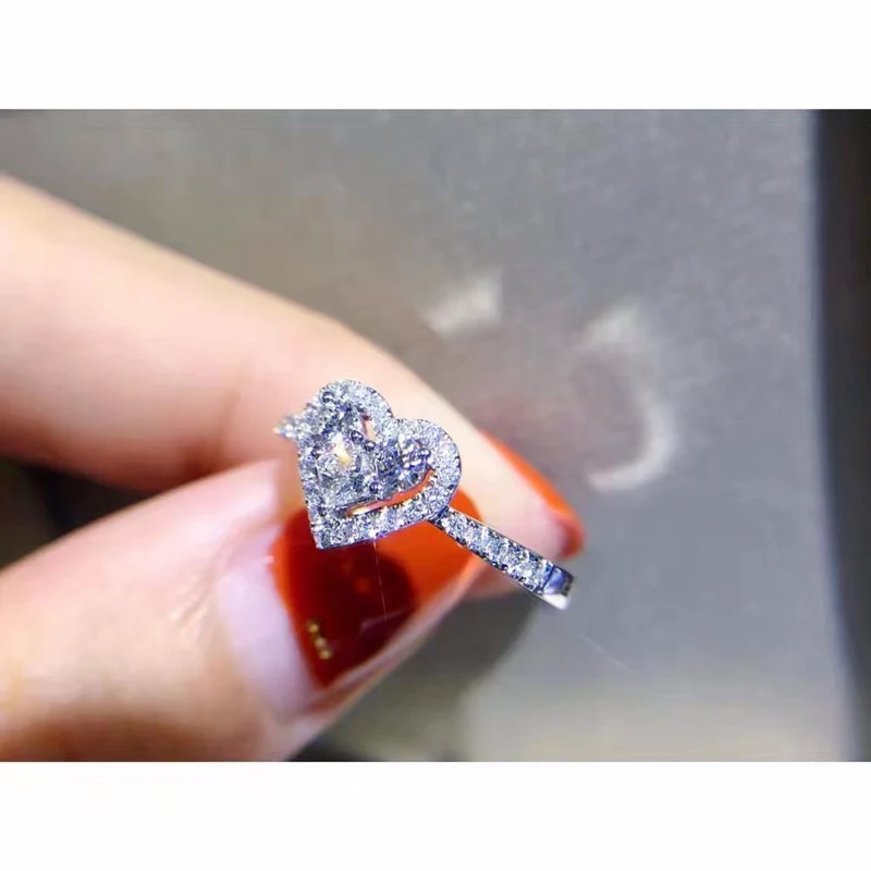 925 Sterling Silber Ring simuliert Diamant Herz Ringe Hochzeit Marke Schmuck für Frauen Größe 4,5,6,7,8,9,10