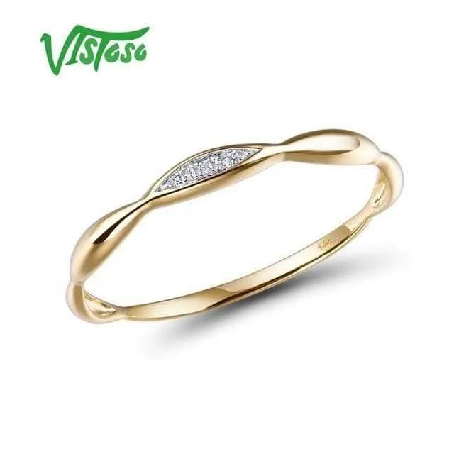Goldringe Für Frauen Echte 14K Gelb / Weißgold Ring Shiny Diamond Promise Verlobungsringe Jubiläum Edlen Schmuck