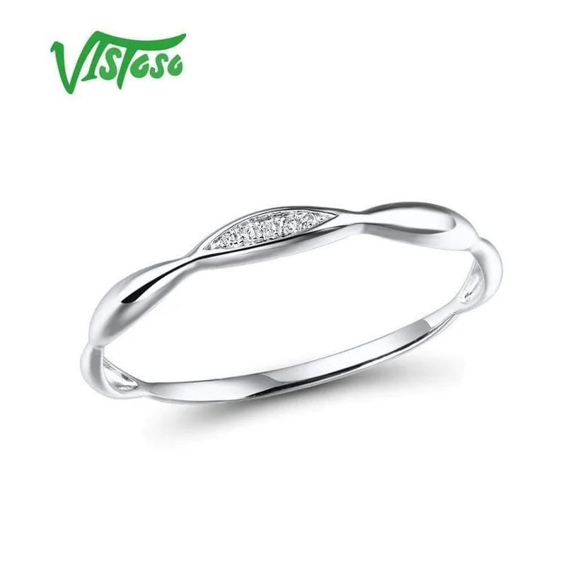 Goldringe Für Frauen Echte 14K Gelb / Weißgold Ring Shiny Diamond Promise Verlobungsringe Jubiläum Edlen Schmuck