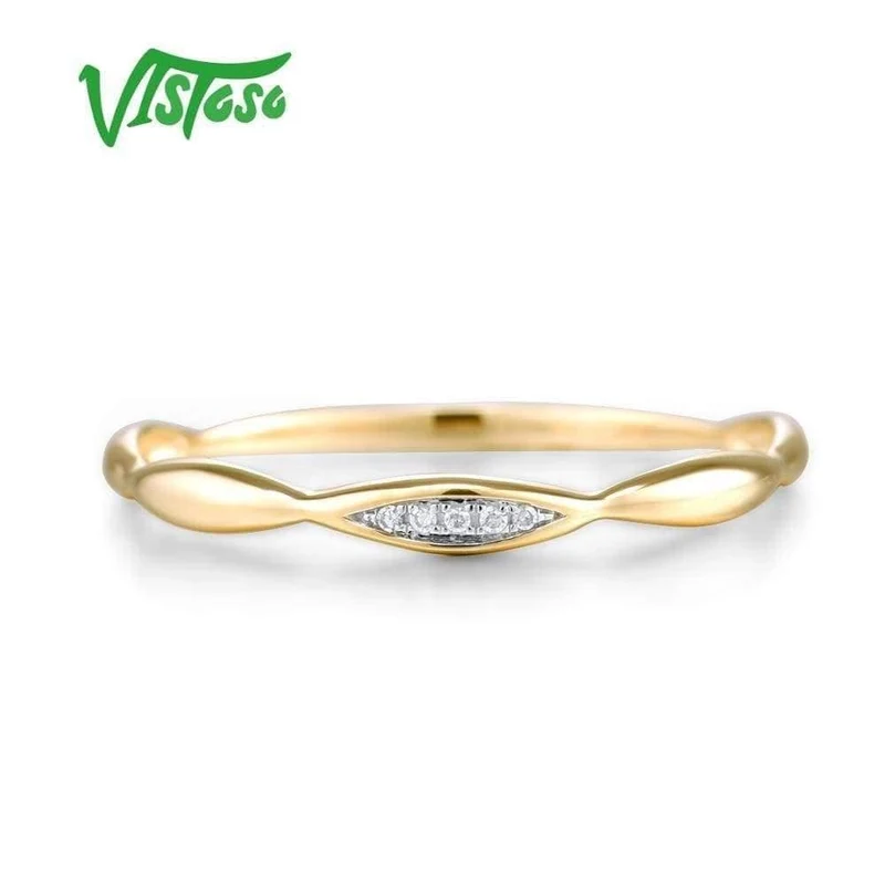 Goldringe Für Frauen Echte 14K Gelb / Weißgold Ring Shiny Diamond Promise Verlobungsringe Jubiläum Edlen Schmuck