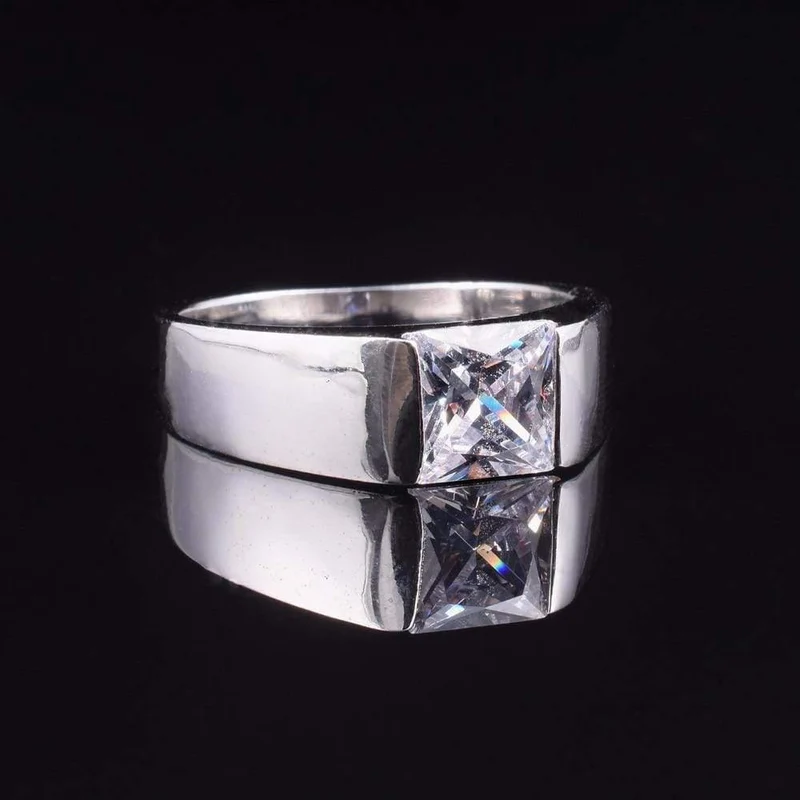 Ewigkeit 925 Sterling Silber Quadrat Diamant simuliert CZ Stein Solitaire Ringgröße 8-12
