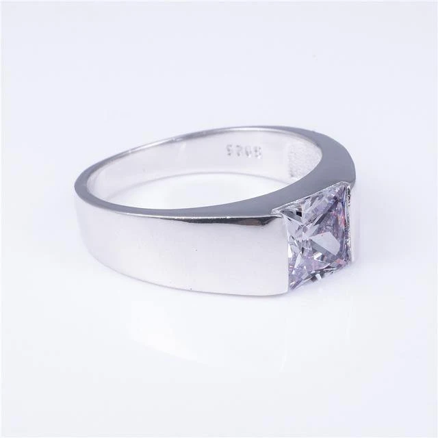 Ewigkeit 925 Sterling Silber Quadrat Diamant simuliert CZ Stein Solitaire Ringgröße 8-12