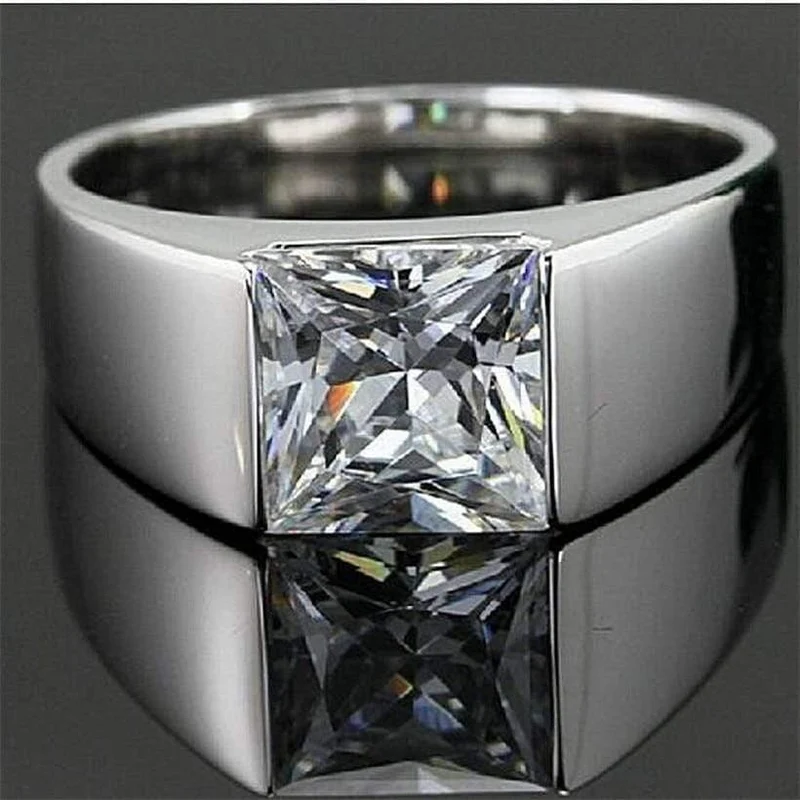 Ewigkeit 925 Sterling Silber Quadrat Diamant simuliert CZ Stein Solitaire Ringgröße 8-12