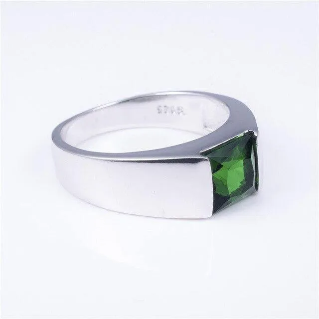 Ewigkeit 925 Sterling Silber Quadrat Diamant simuliert CZ Stein Solitaire Ringgröße 8-12