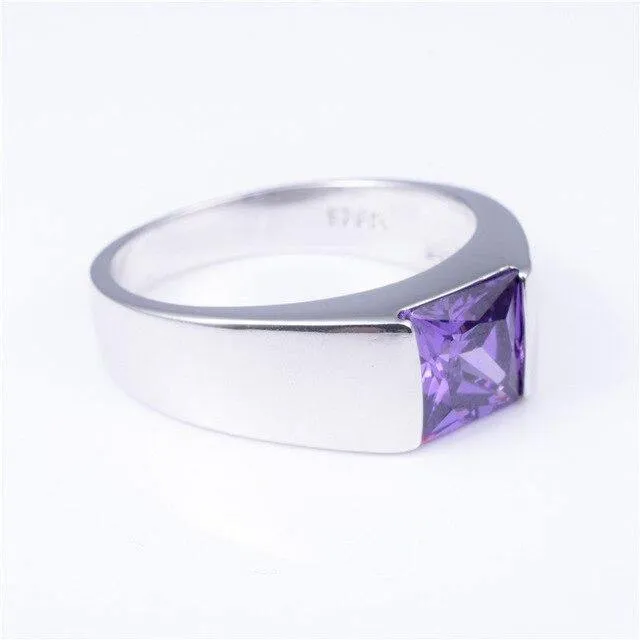 Ewigkeit 925 Sterling Silber Quadrat Diamant simuliert CZ Stein Solitaire Ringgröße 8-12
