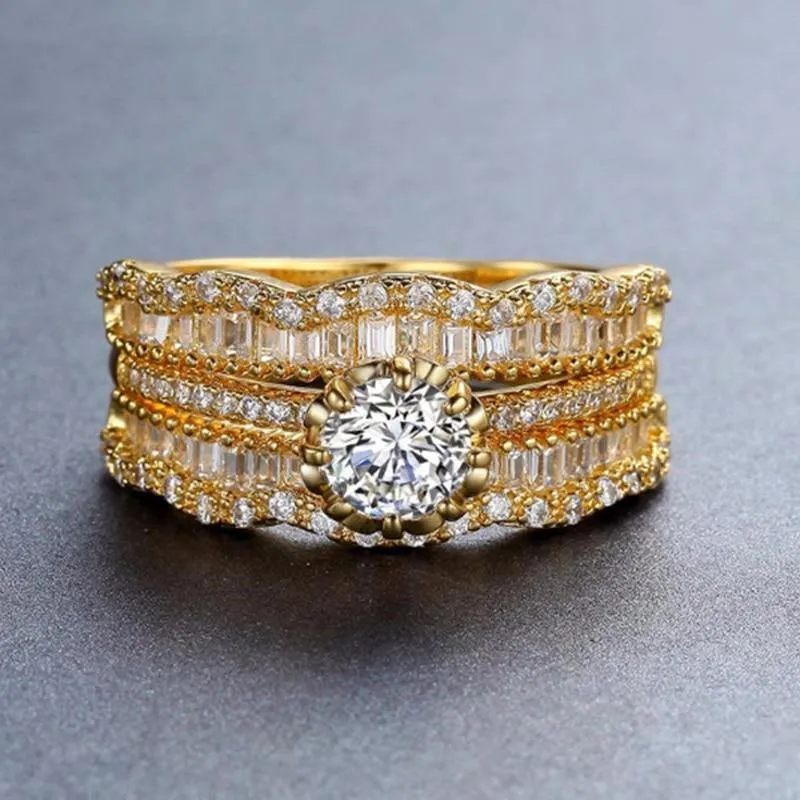 Diamantring Goldringe Zirkon zweifarbiger Schatz Roségold Jade Kristall vergoldet 925 Silber vergoldet 18 Karat Gold dreiteilig B923