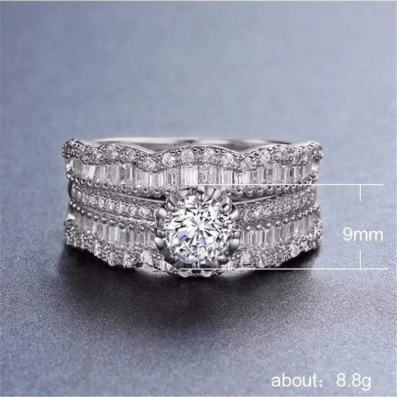 Diamantring Goldringe Zirkon zweifarbiger Schatz Roségold Jade Kristall vergoldet 925 Silber vergoldet 18 Karat Gold dreiteilig B923