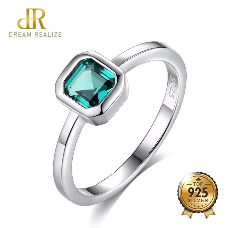 925 Sterling Silber Verlobungsringe für Frauen 4mm * 4mm Quadrat Smaragd Edelstein Versprechen Ehering Anel Feminino Diamant