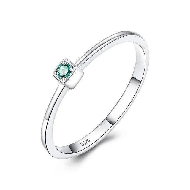 925 Sterling Silber Verlobungsringe für Frauen 4mm * 4mm Quadrat Smaragd Edelstein Versprechen Ehering Anel Feminino Diamant