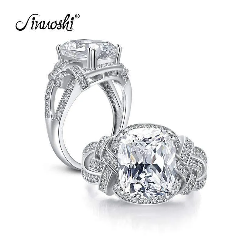 5 Karat Kissenschliff Ring Simulierter Diamant Verlobung Hochzeit Sterling Silber Hallow Ring Schmuck für Frauen