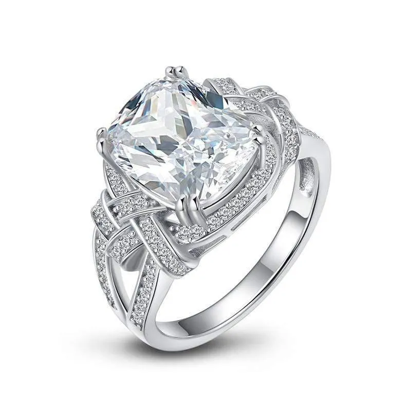 5 Karat Kissenschliff Ring Simulierter Diamant Verlobung Hochzeit Sterling Silber Hallow Ring Schmuck für Frauen