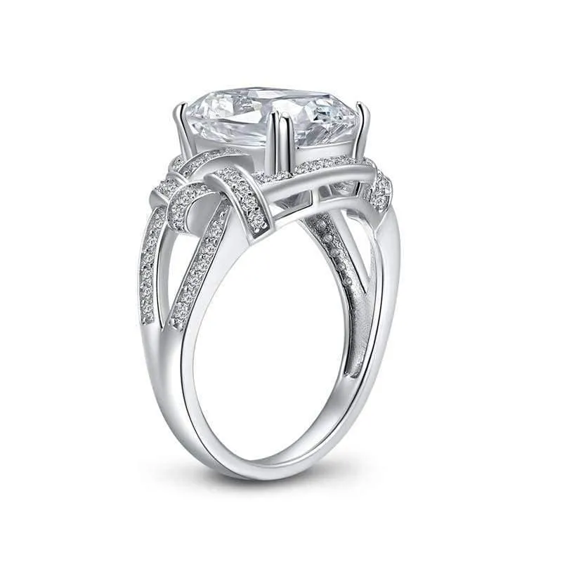 5 Karat Kissenschliff Ring Simulierter Diamant Verlobung Hochzeit Sterling Silber Hallow Ring Schmuck für Frauen