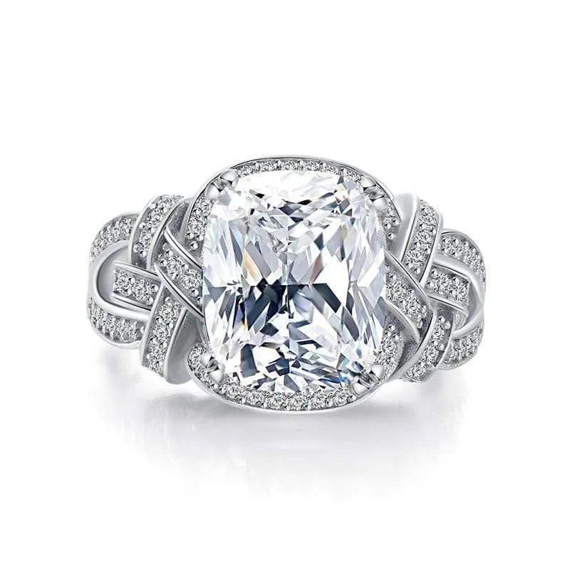 5 Karat Kissenschliff Ring Simulierter Diamant Verlobung Hochzeit Sterling Silber Hallow Ring Schmuck für Frauen