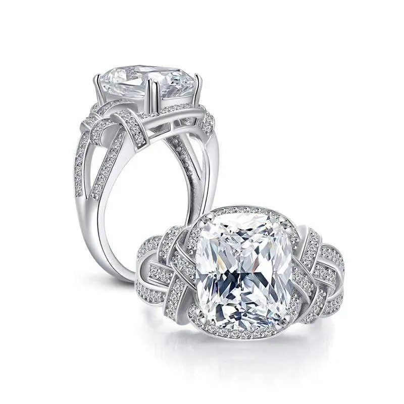 5 Karat Kissenschliff Ring Simulierter Diamant Verlobung Hochzeit Sterling Silber Hallow Ring Schmuck für Frauen