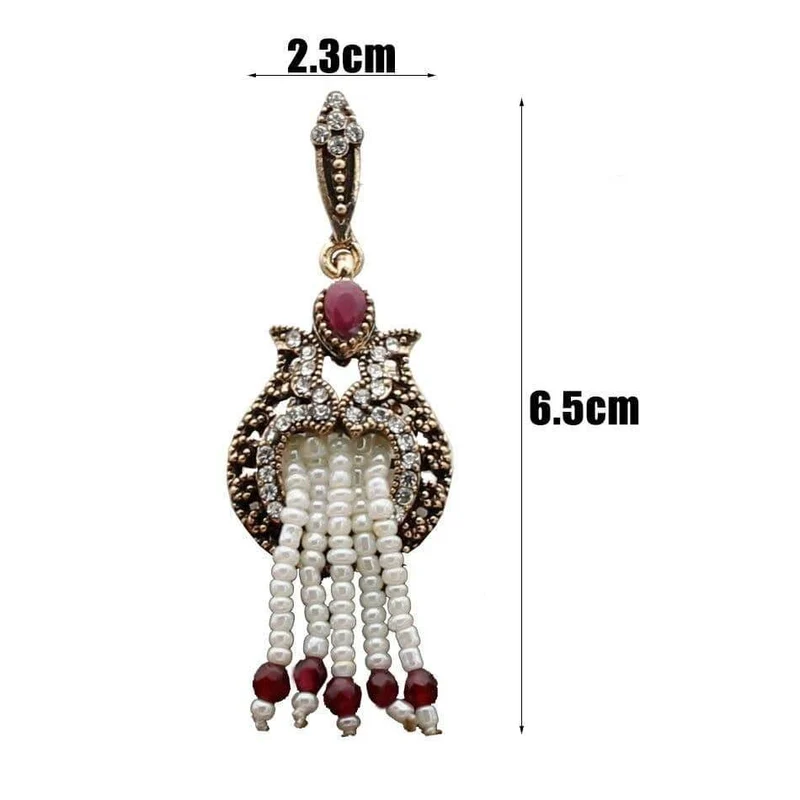 Frauen Perlen Lange Haken Blume Ohrringe Antik Gold Farbe Perlen Quasten Braut Ohrringe Indien Hochzeit Schmuck
