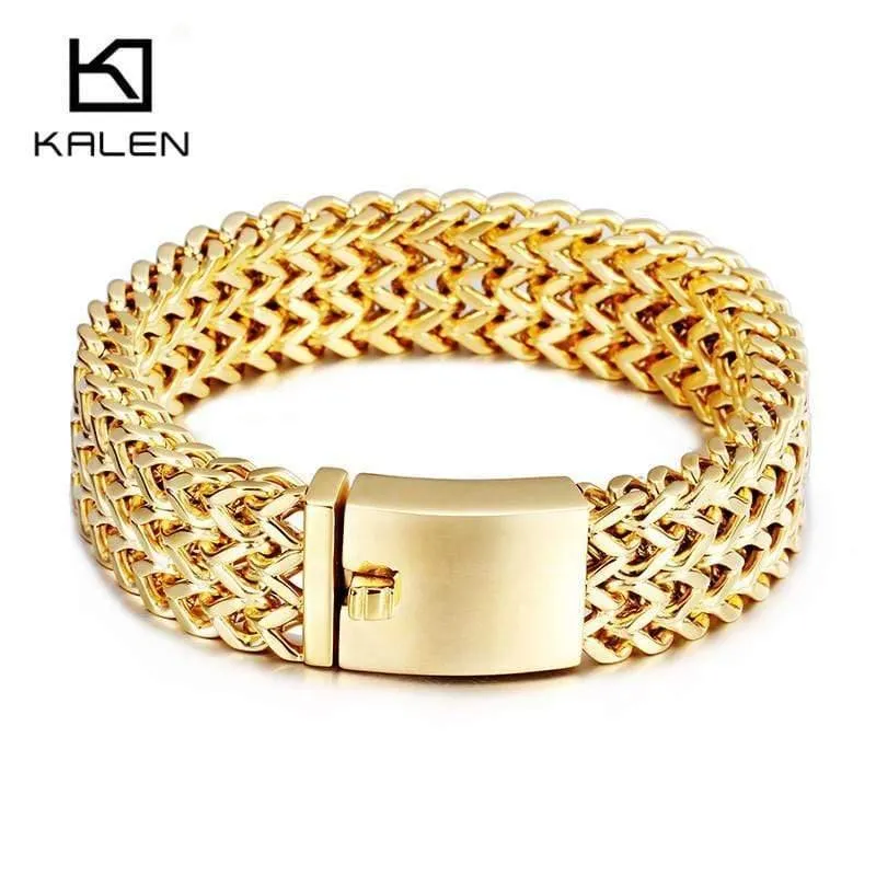 Edelstahl-Gliederketten-Armbänder, hochglanzpoliert, Dubai-Gold-Mesh-Armbänder für Männer, cooler Schmuck, Accessoires, Geschenke