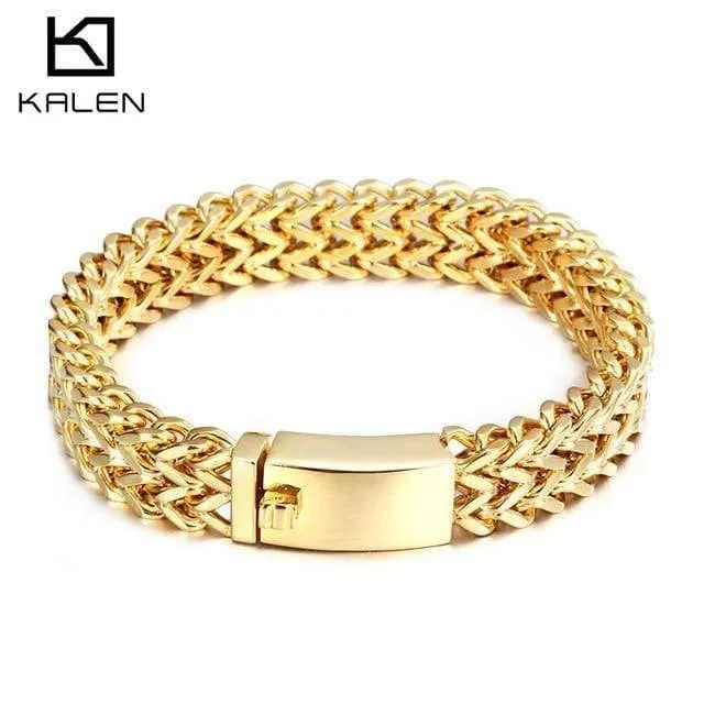 Edelstahl-Gliederketten-Armbänder, hochglanzpoliert, Dubai-Gold-Mesh-Armbänder für Männer, cooler Schmuck, Accessoires, Geschenke
