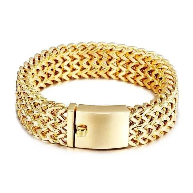 Edelstahl-Gliederketten-Armbänder, hochglanzpoliert, Dubai-Gold-Mesh-Armbänder für Männer, cooler Schmuck, Accessoires, Geschenke