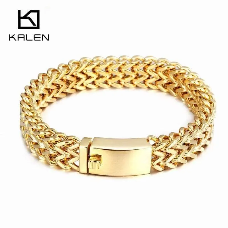 Edelstahl-Gliederketten-Armbänder, hochglanzpoliert, Dubai-Gold-Mesh-Armbänder für Männer, cooler Schmuck, Accessoires, Geschenke