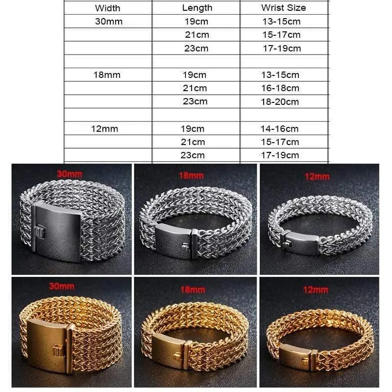 Edelstahl-Gliederketten-Armbänder, hochglanzpoliert, Dubai-Gold-Mesh-Armbänder für Männer, cooler Schmuck, Accessoires, Geschenke