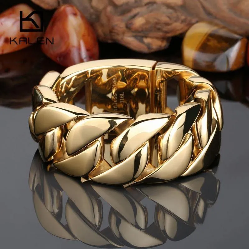 316 Edelstahl Italien Gold Armband Armreif Männer schwere klobige Gliederkette Armband Modeschmuck Geschenke
