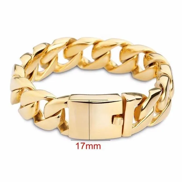 316 Edelstahl Italien Gold Armband Armreif Männer schwere klobige Gliederkette Armband Modeschmuck Geschenke