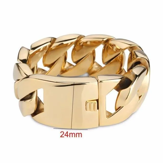 316 Edelstahl Italien Gold Armband Armreif Männer schwere klobige Gliederkette Armband Modeschmuck Geschenke