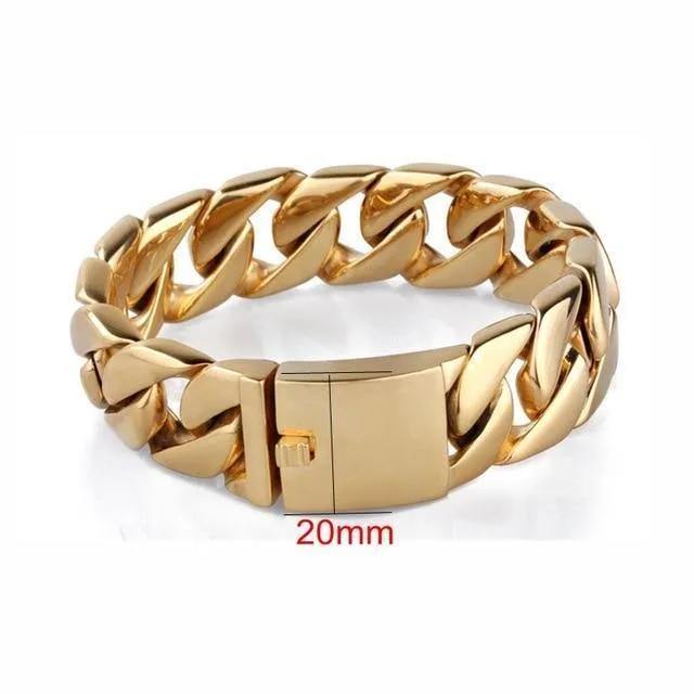 316 Edelstahl Italien Gold Armband Armreif Männer schwere klobige Gliederkette Armband Modeschmuck Geschenke