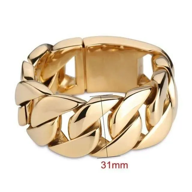 316 Edelstahl Italien Gold Armband Armreif Männer schwere klobige Gliederkette Armband Modeschmuck Geschenke