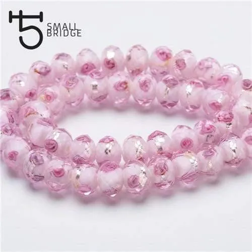 12mm große Murano Transparent Glas Lampwork Perlen für Schmuckherstellung Frauen Diy Armband Blume Rondelle Facettierte Perlen L002