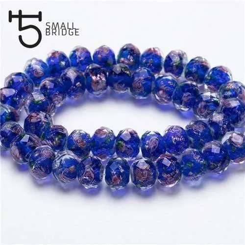 12mm große Murano Transparent Glas Lampwork Perlen für Schmuckherstellung Frauen Diy Armband Blume Rondelle Facettierte Perlen L002