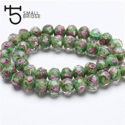 12mm große Murano Transparent Glas Lampwork Perlen für Schmuckherstellung Frauen Diy Armband Blume Rondelle Facettierte Perlen L002