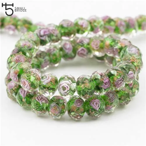 12mm große Murano Transparent Glas Lampwork Perlen für Schmuckherstellung Frauen Diy Armband Blume Rondelle Facettierte Perlen L002