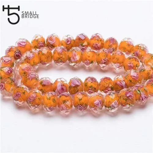 12mm große Murano Transparent Glas Lampwork Perlen für Schmuckherstellung Frauen Diy Armband Blume Rondelle Facettierte Perlen L002
