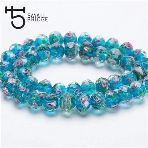 12mm große Murano Transparent Glas Lampwork Perlen für Schmuckherstellung Frauen Diy Armband Blume Rondelle Facettierte Perlen L002