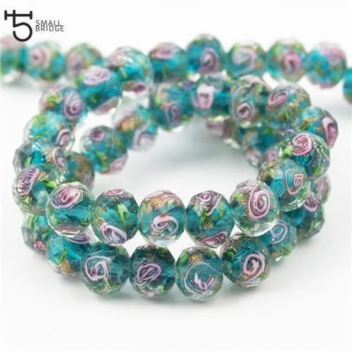 12mm große Murano Transparent Glas Lampwork Perlen für Schmuckherstellung Frauen Diy Armband Blume Rondelle Facettierte Perlen L002