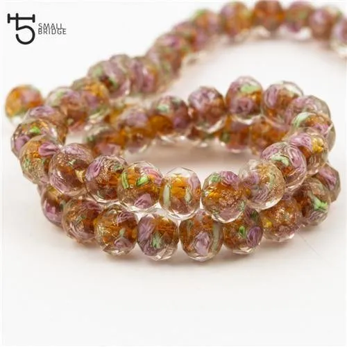 12mm große Murano Transparent Glas Lampwork Perlen für Schmuckherstellung Frauen Diy Armband Blume Rondelle Facettierte Perlen L002
