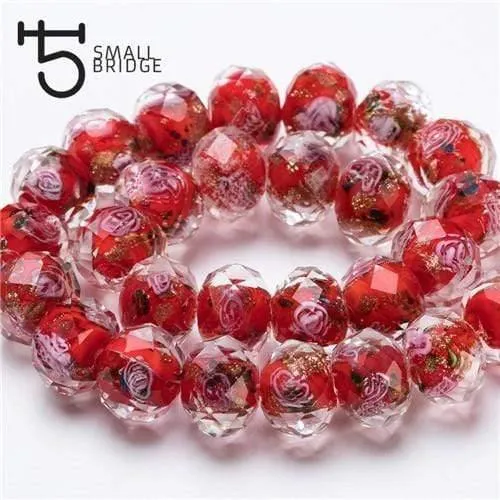 12mm große Murano Transparent Glas Lampwork Perlen für Schmuckherstellung Frauen Diy Armband Blume Rondelle Facettierte Perlen L002
