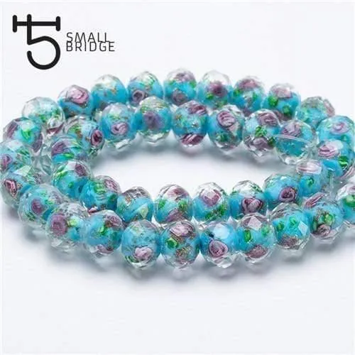 12mm große Murano Transparent Glas Lampwork Perlen für Schmuckherstellung Frauen Diy Armband Blume Rondelle Facettierte Perlen L002