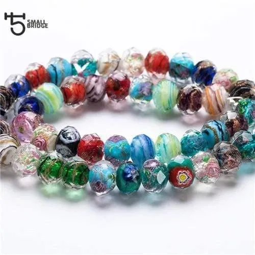 12mm große Murano Transparent Glas Lampwork Perlen für Schmuckherstellung Frauen Diy Armband Blume Rondelle Facettierte Perlen L002