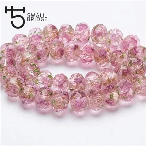 12mm große Murano Transparent Glas Lampwork Perlen für Schmuckherstellung Frauen Diy Armband Blume Rondelle Facettierte Perlen L002