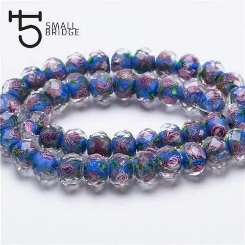 12mm große Murano Transparent Glas Lampwork Perlen für Schmuckherstellung Frauen Diy Armband Blume Rondelle Facettierte Perlen L002