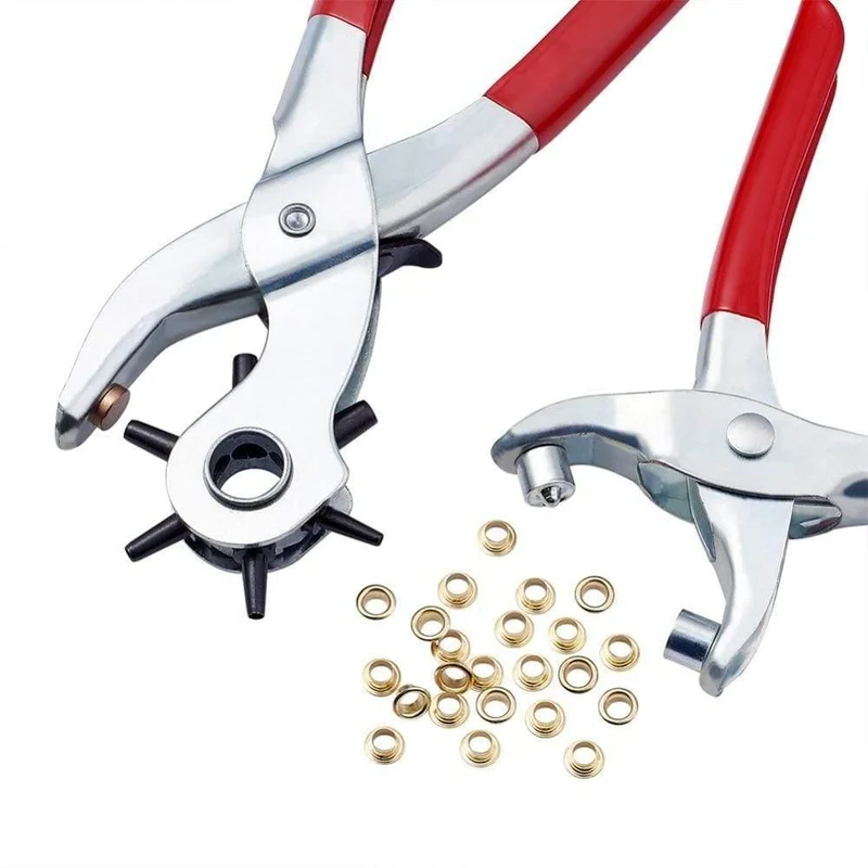 1 Satz 45# Stahl-Lochzangen-Werkzeugsätze, Ösenzangen und Eisenteile, geeignet für Lederstanzer, Rot, 335 x 110 x 25 mm