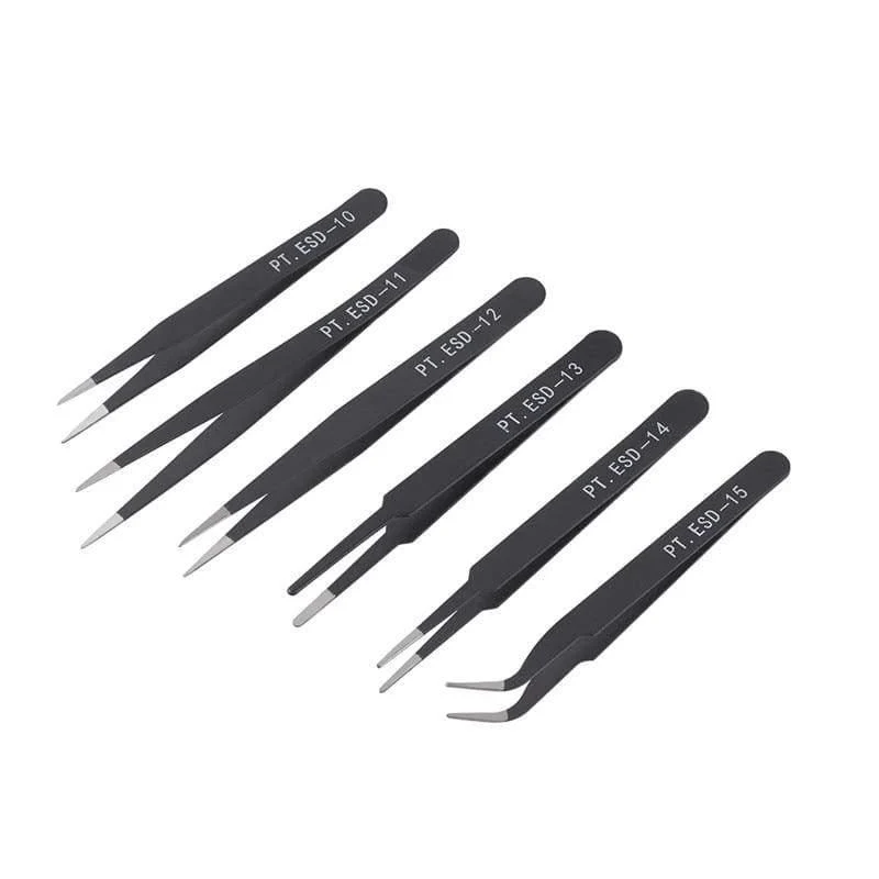 6 teile/satz Eisen Perlen Pinzette Sets Wimpern Verlängerung für Schmuck Machen Werkzeug Set Nägel Dekoration Gebogene Gerade Pinzette