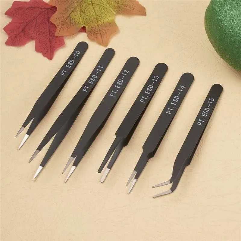 6 teile/satz Eisen Perlen Pinzette Sets Wimpern Verlängerung für Schmuck Machen Werkzeug Set Nägel Dekoration Gebogene Gerade Pinzette