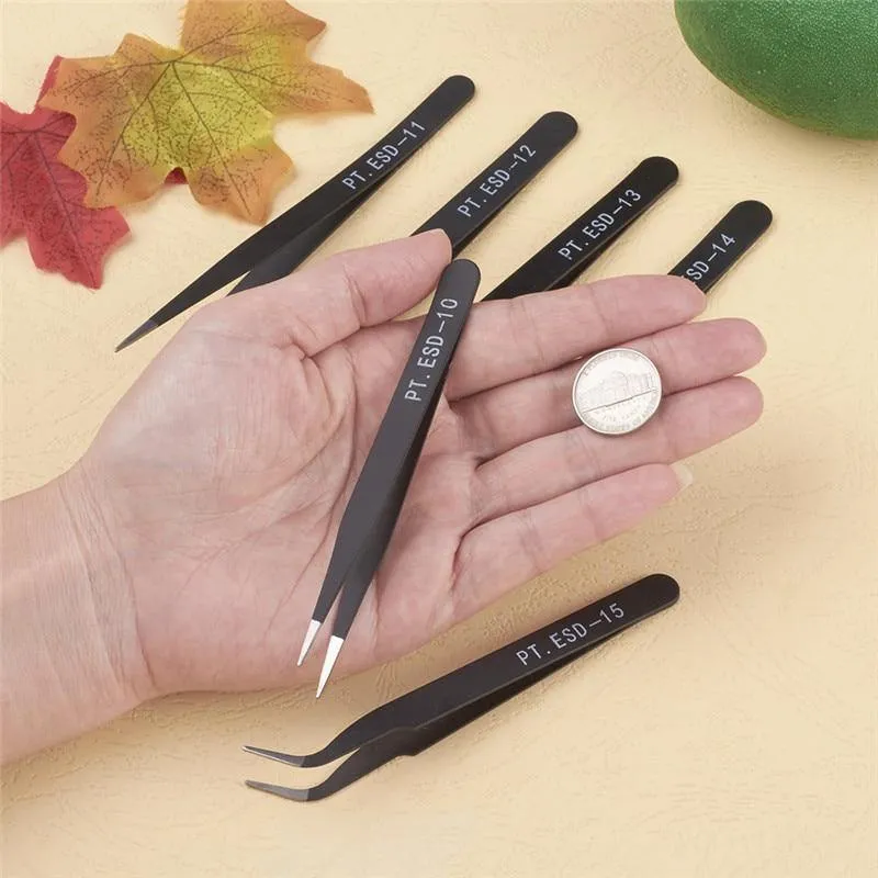 6 teile/satz Eisen Perlen Pinzette Sets Wimpern Verlängerung für Schmuck Machen Werkzeug Set Nägel Dekoration Gebogene Gerade Pinzette