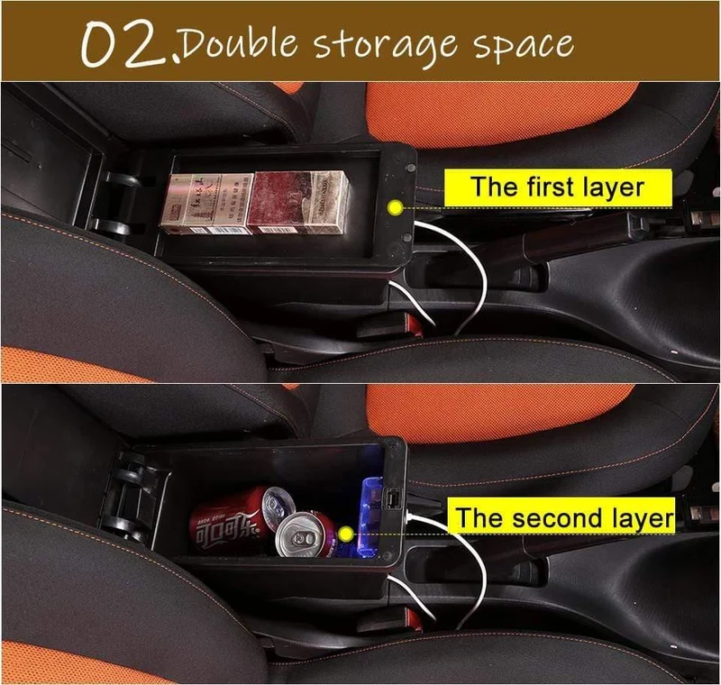 Smart für zwei Armlehnen Box Universal Auto Mittelkonsole Smart für vier Caja Modifikation doppelt mit USB No Assembly angehoben