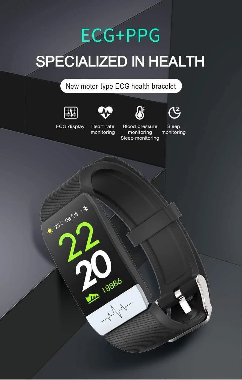 Smartwatch Q1S EKG+PPG, wasserdicht, Bluetooth, Fitnessuhr, Anruferinnerung, Wecker, Smartwatch für Laufen, Klettern