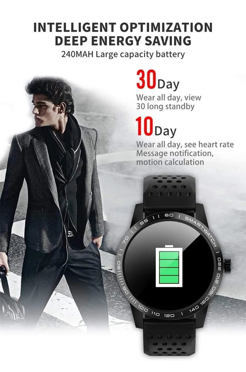 Wasserdichte Herzfrequenz-Blutdruckmessung Smartwatch Outdoor Sport Bluetooth Fitness-Armband